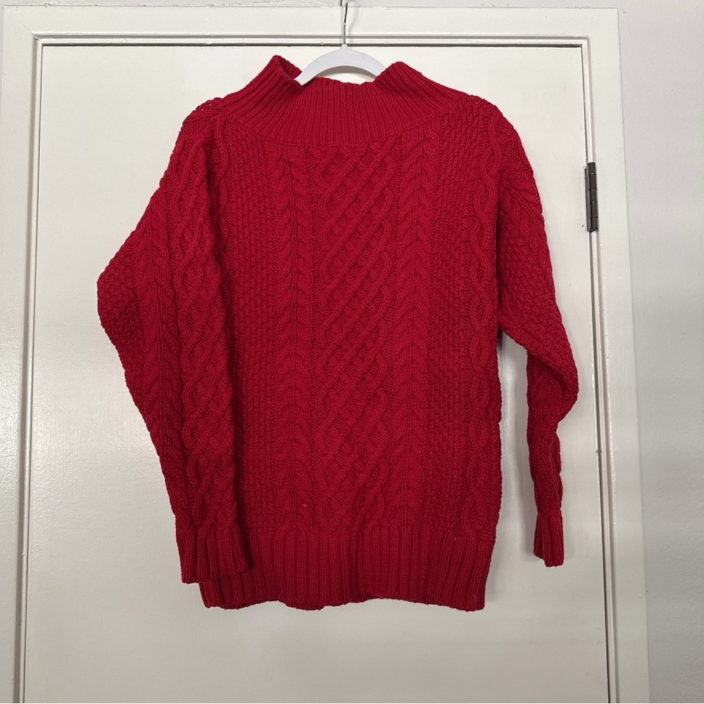 Self-Portrait Red Cable Knit Turtleneck Sweater